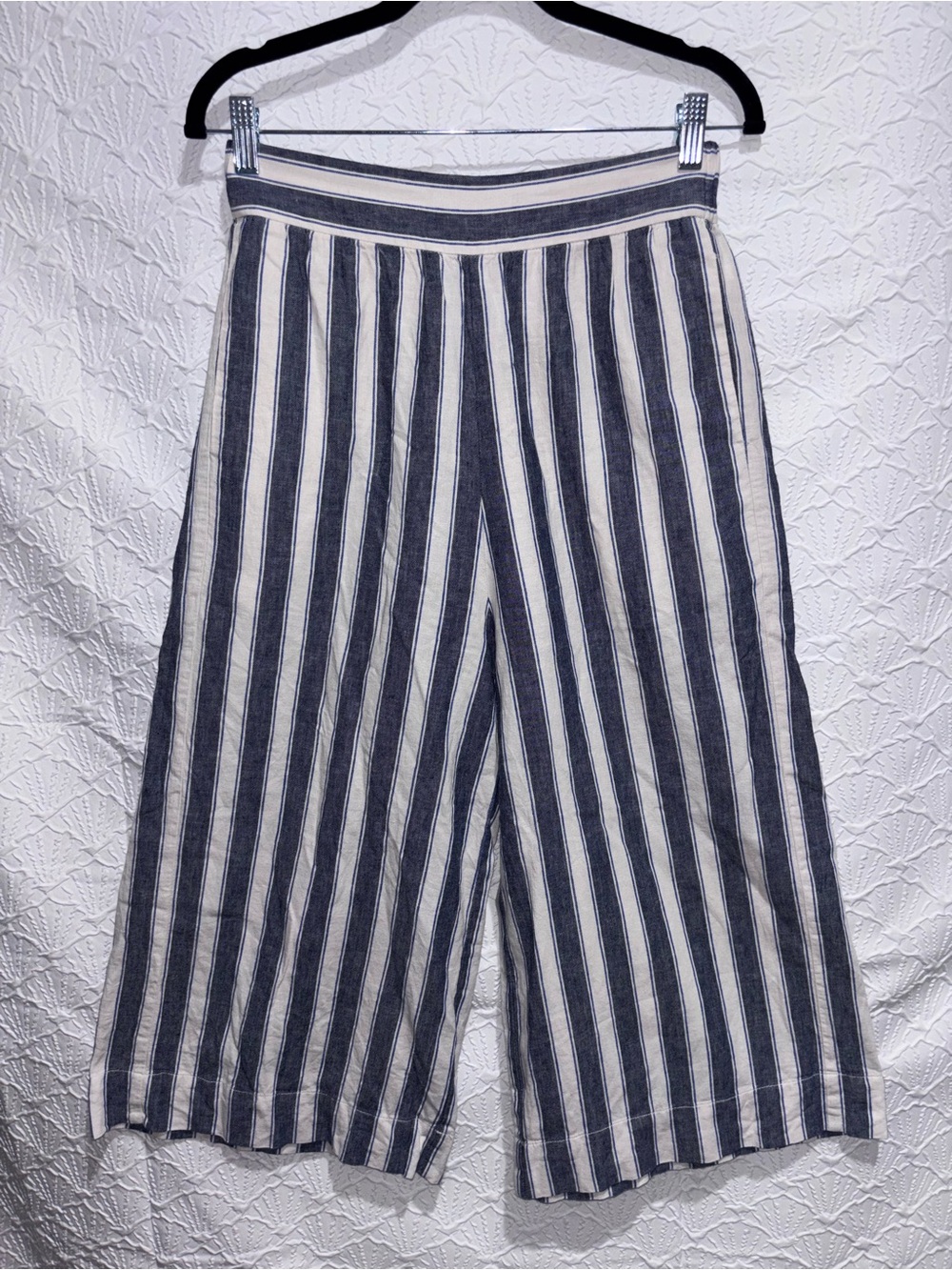 Madewell Striped Linen Blend Wide Leg Cropped Pants – Size Small